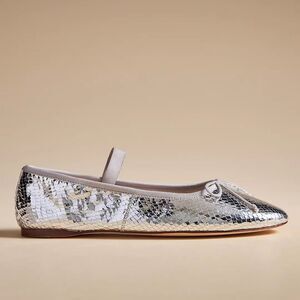 Loeffler Randall Leonie Ballet Flats in silver snakeskin